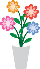 Illustration of a Colorful Flowers on Pot