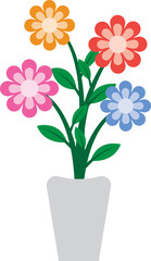 Illustration of a Colorful Flowers on Pot