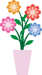 Illustration of a Colorful Flowers on Pot