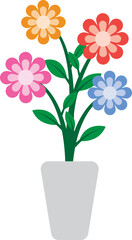 Illustration of a Colorful Flowers on Pot