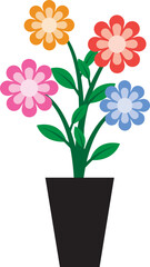 Illustration of a Colorful Flowers on Pot