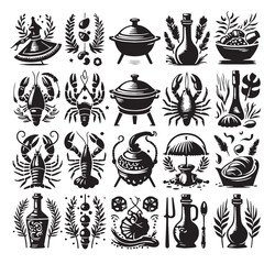 Black Paella Silhouette Vector, High Quality Illustration on White Background