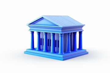 3D model of a modern classical building with blue color and detailed columns