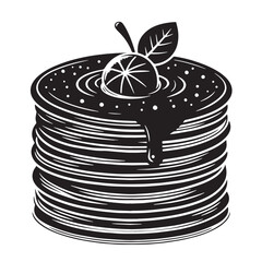 Black Pancakes Silhouette Vector, High Quality Illustration on White Background