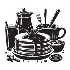 Black Pancakes Silhouette Vector, High Quality Illustration on White Background