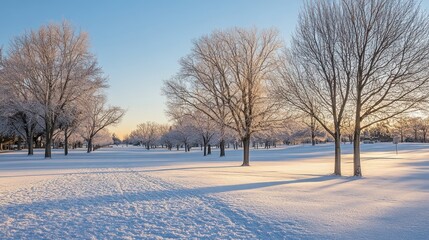 Obraz premium Frosty winter park scene