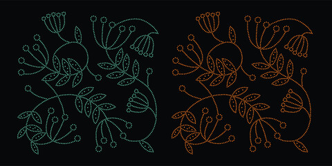 Abstract flower rhinestone glitter motif design.