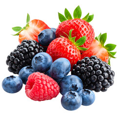 Fresh, ripe red berries are isolated on a white background, highlighting their healthy, sweet summer appeal