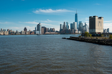 Obraz premium New York City Skyline with Urban Skyscrapers USA. New York City skyline, cityscape of Manhattan in USA. Panoramic view on Manhattan.