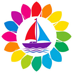 Pink flowers adorn an Easter egg, sailing on a gentle wave with a butterfly, symbolizing summer travel
