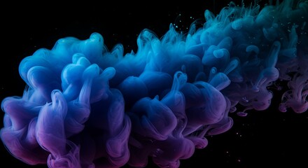 Fototapeta premium Abstract Swirling Blue and Purple Ink in Water, Dynamic Fluid Art