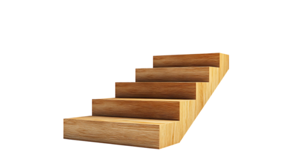 Simple wooden stairs ascending isolated on transparent background