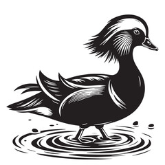 Black Peking Duck Silhouette Vector, High Quality Illustration on White Background