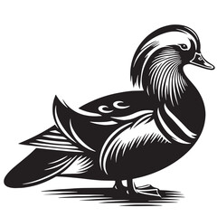 Black Peking Duck Silhouette Vector, High Quality Illustration on White Background