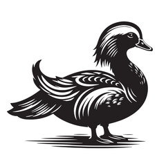 Black Peking Duck Silhouette Vector, High Quality Illustration on White Background