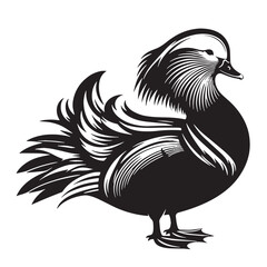 Black Peking Duck Silhouette Vector, High Quality Illustration on White Background