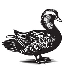 Black Peking Duck Silhouette Vector, High Quality Illustration on White Background