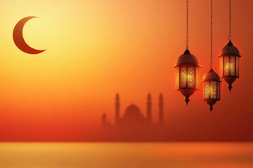 Fototapeta premium beautiful Ramadan lanterns hanging on isolated background