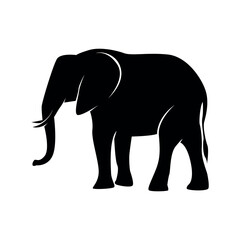 Black silhouette of elephant animal. animal symbol