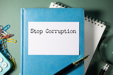 text sign showing stop corruption