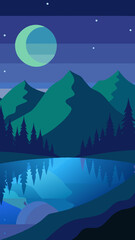 Obraz premium Night sky over mountains and lake