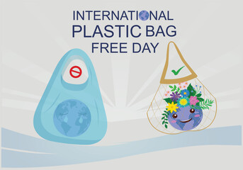 International Plastic bag Free Day celebration vector graphic design illustration. Globe in bag Sustainable and Ecology Lifestyle Concept.