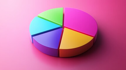 Obraz premium Business-themed D pie chart on clean slide, slight isometric angle