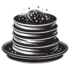 Black Poffertjes Silhouette Vector, High Quality Illustration on White Background