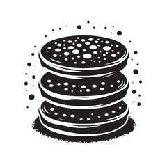 Black Poffertjes Silhouette Vector, High Quality Illustration on White Background