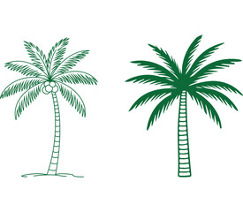 Naklejka premium palm trees vector illustration in white background