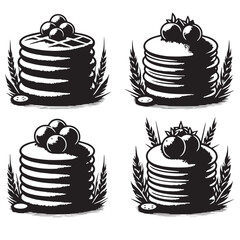 Black Poffertjes Silhouette Vector, High Quality Illustration on White Background