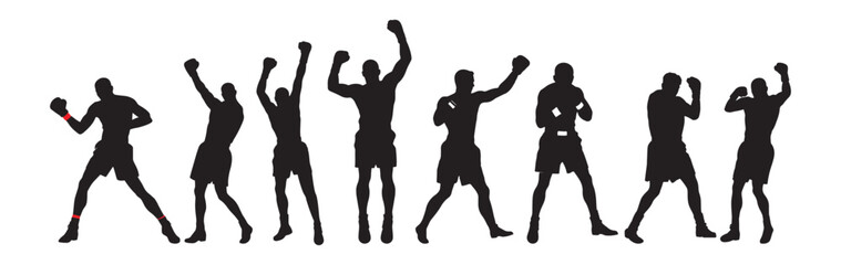 Silhouette of a man boxers in actions
