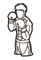 Outline Boxing Sport Boxer Ultimate Fighter Cartoon Graphic Vector