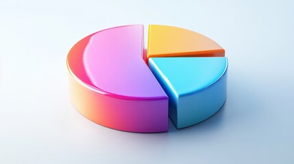 Fototapeta premium Professional D pie chart with subtle gradients, floating above a white surface