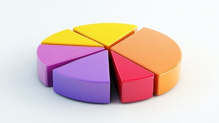 Obraz premium Simple D pie chart with reflective surface, white background, clean borders
