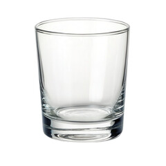 Clear glass tumbler isolated on a white background showcasing its simple and elegant design