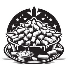 Black Poutine Silhouette Vector, High Quality Illustration on White Background