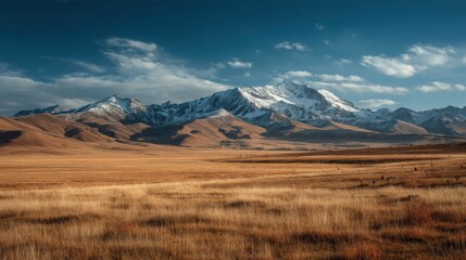 Majestic mountain range peaks serene valley landscape photography natural environment wide-angle view adventure concept
