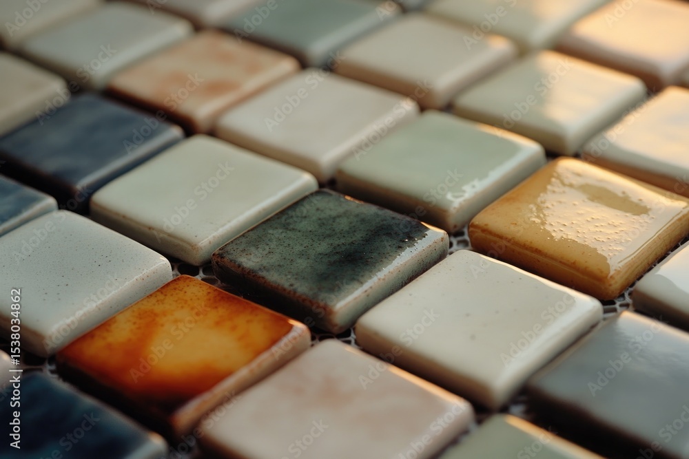 Poster colorful tiles arranged in geometric pattern emphasize unique te