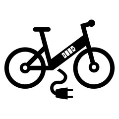 Electric Bike Icon, Bike Charging Symbol, Bicycle with Battery