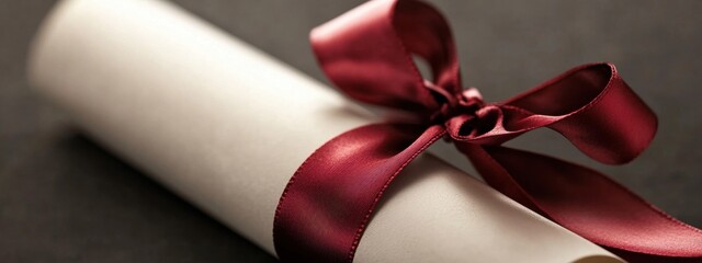 Elegant Rolled Certificate Tied with a Burgundy Ribbon Graduation Achievement Award