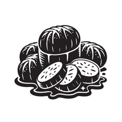 Black Puddinge Silhouette Vector, High Quality Illustration on White Background