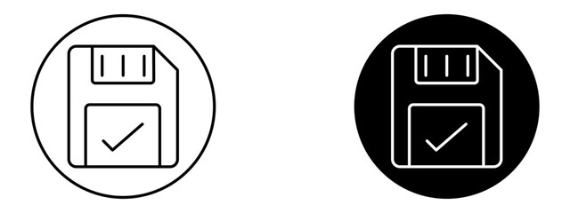 Saved File Icon  Document or Data Storage Symbol in Line and Solid Style

