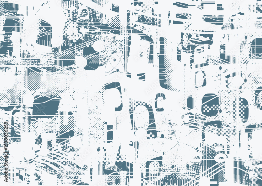 Aufkleber Glitch distorted geometric shape . Noise destroyed logo . Trendy defect error shapes . Glitched frame .Grunge textured . Distressed effect .Vector shapes with a halftone dots screen print texture.
