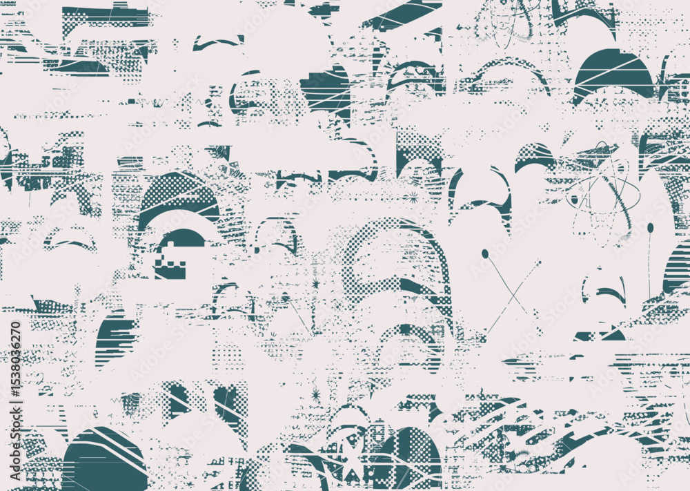 Fototapete glitch distorted geometric shape . noise destroyed logo . trendy defect error shapes . glitched fram