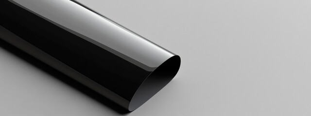 Shiny Black Vinyl Roll Glossy Texture Close up High Resolution Image Product Photography