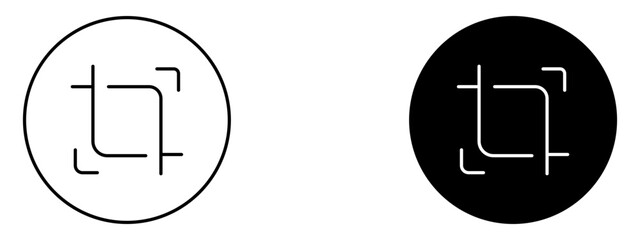 Crop Icon  Image Editing or Resize Tool Symbol in Line and Solid Style