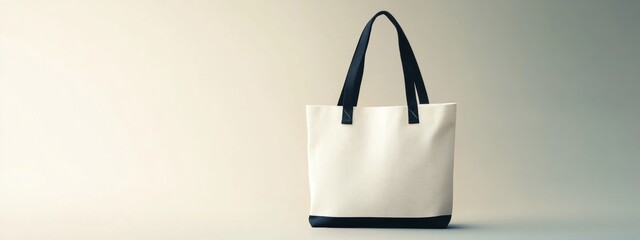 Blank White Canvas Tote Bag Mockup with Black Handles Eco Friendly Shopping Bag Design
