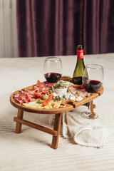 wooden hand-made snack serving tray
