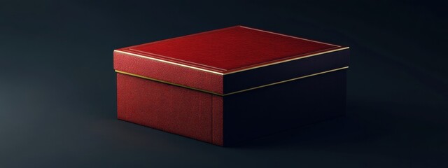 Elegant Red and Black Gift Box with Gold Accents Square Package Mockup Luxury Presentation